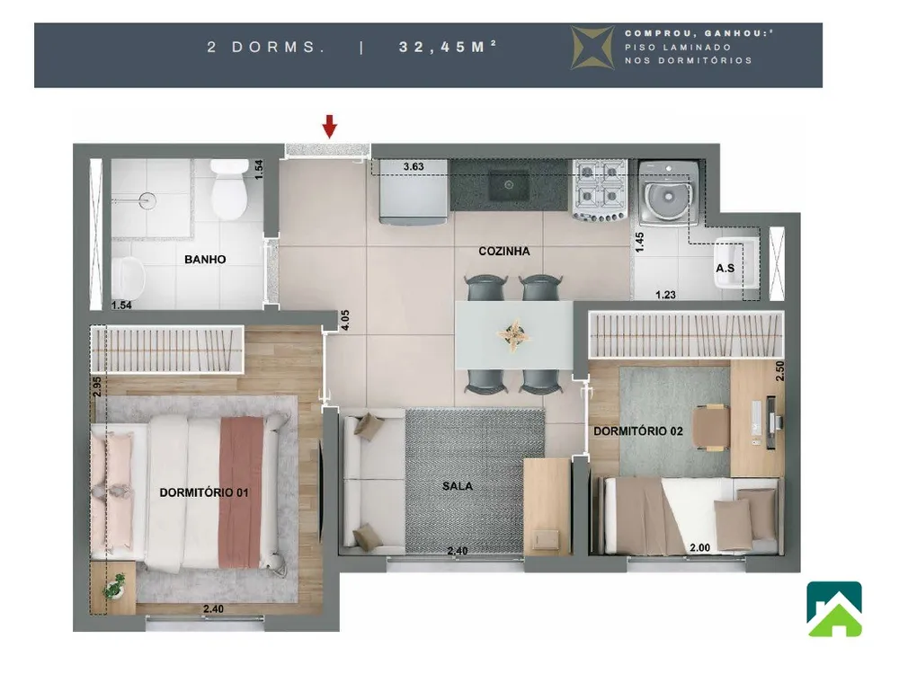 Apartamento, 2 quartos, 32 m² - Foto 4