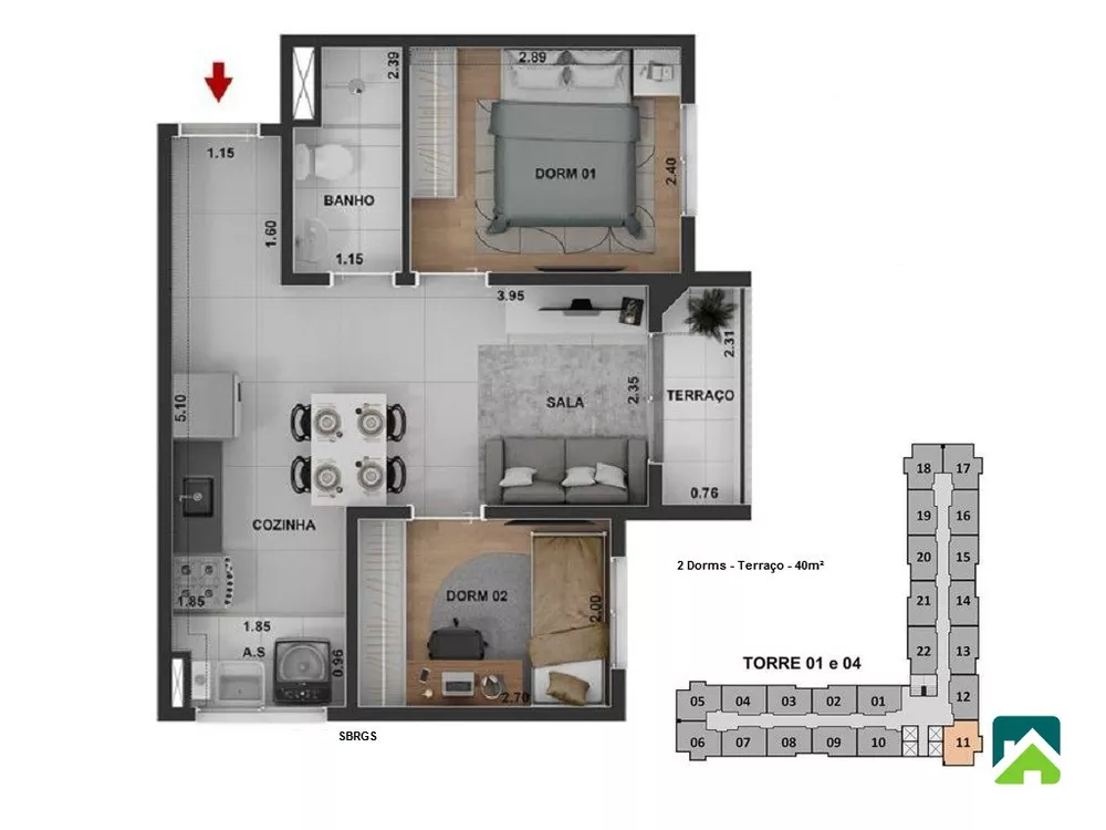 Apartamento à venda com 2 quartos, 38m² - Foto 3