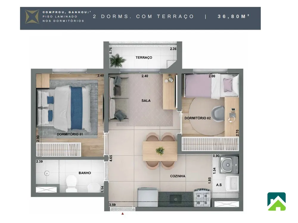 Apartamento, 2 quartos, 37 m² - Foto 5