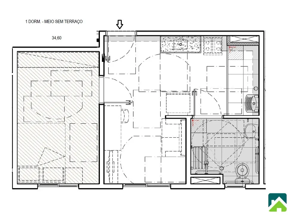 Apartamento, 1 quarto, 34 m² - Foto 3