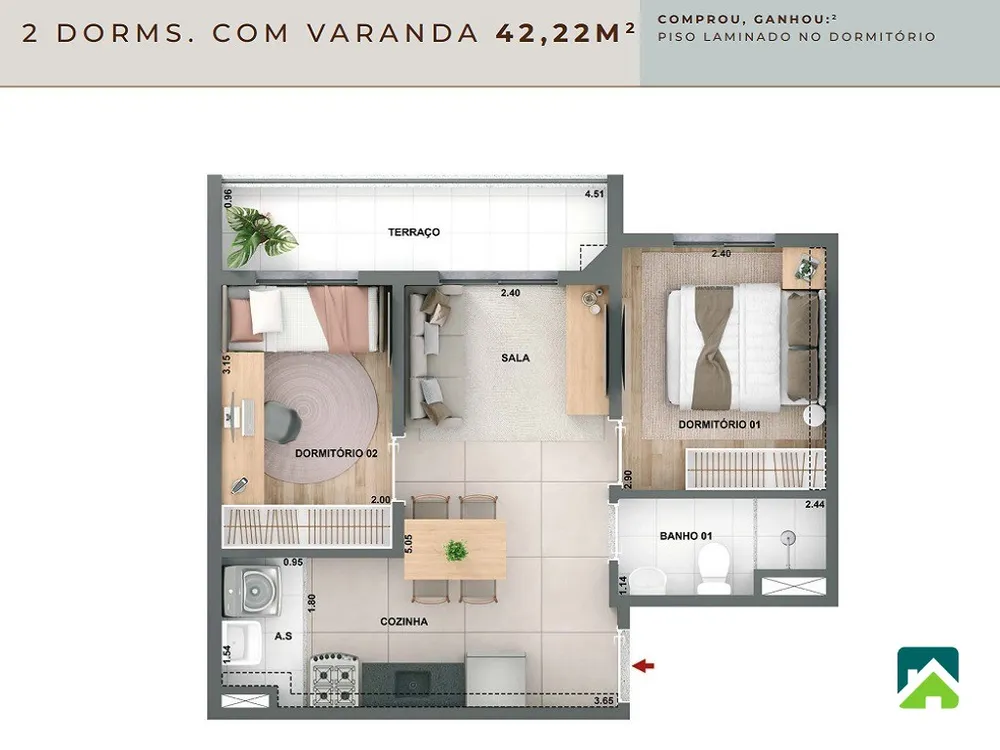 Apartamento, 2 quartos, 44 m² - Foto 10