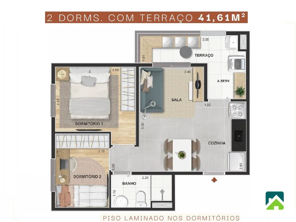Apartamento, 2 quartos, 42 m² - Foto 3