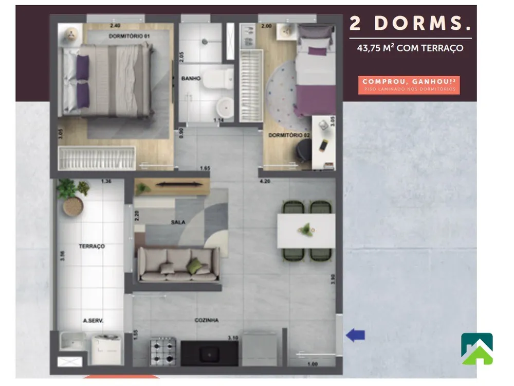 Apartamento, 2 quartos, 44 m² - Foto 6