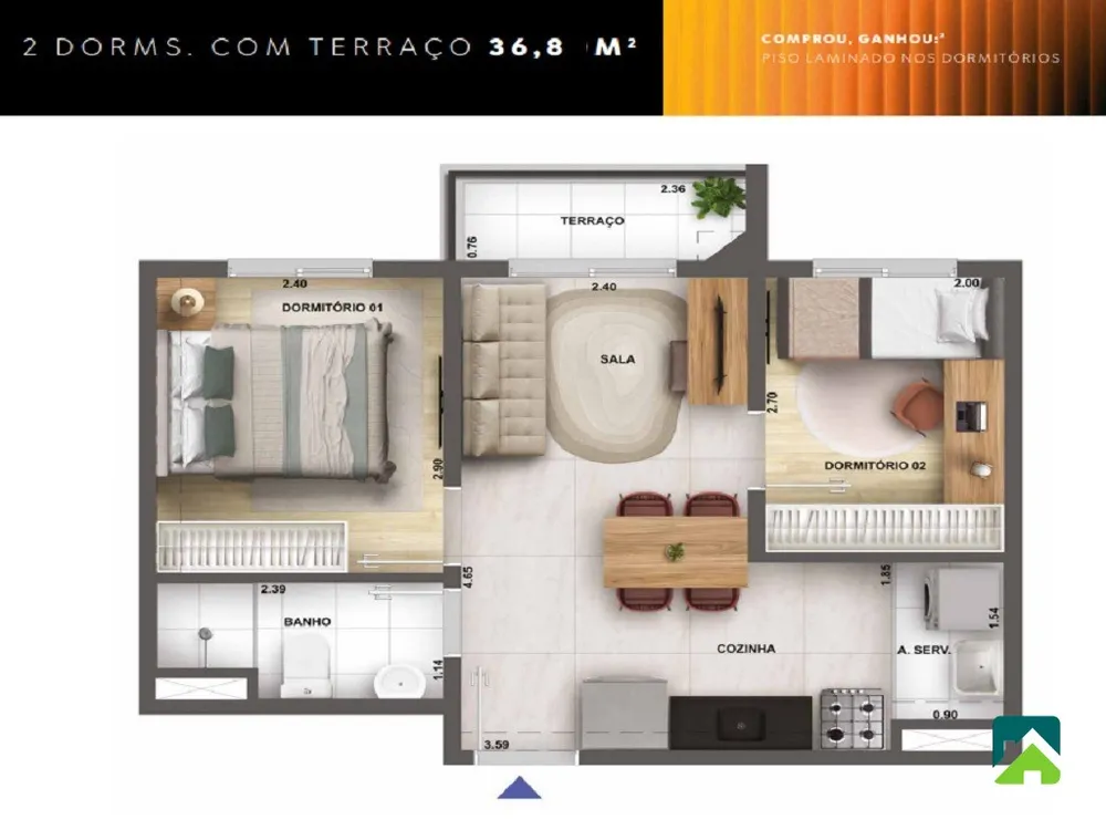 Apartamento, 2 quartos, 37 m² - Foto 8