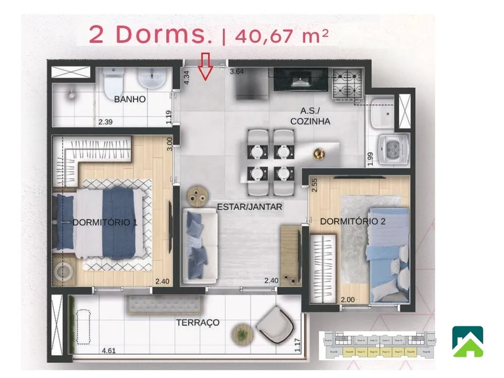 Apartamento, 2 quartos, 42 m² - Foto 6