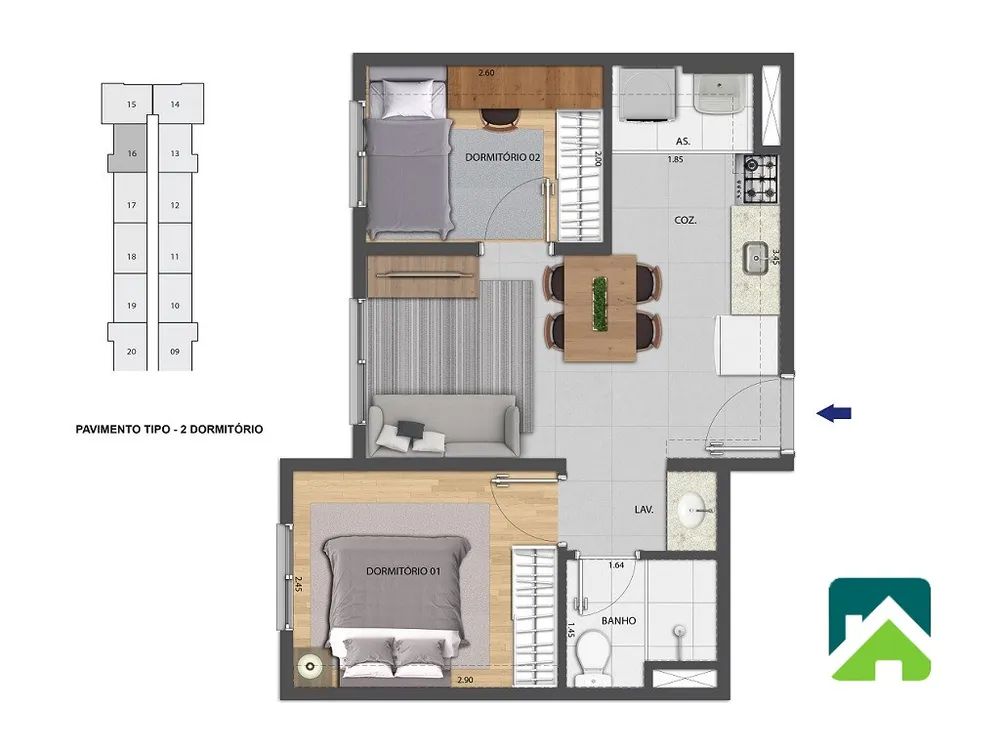 Apartamento, 2 quartos, 35 m² - Foto 8