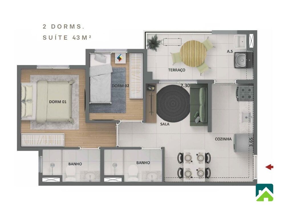 Apartamento, 2 quartos, 45 m² - Foto 6