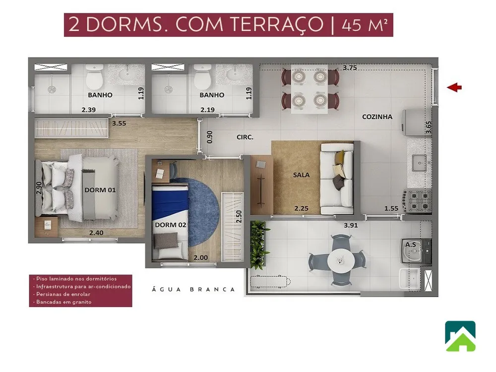 Apartamento, 2 quartos, 46 m² - Foto 4
