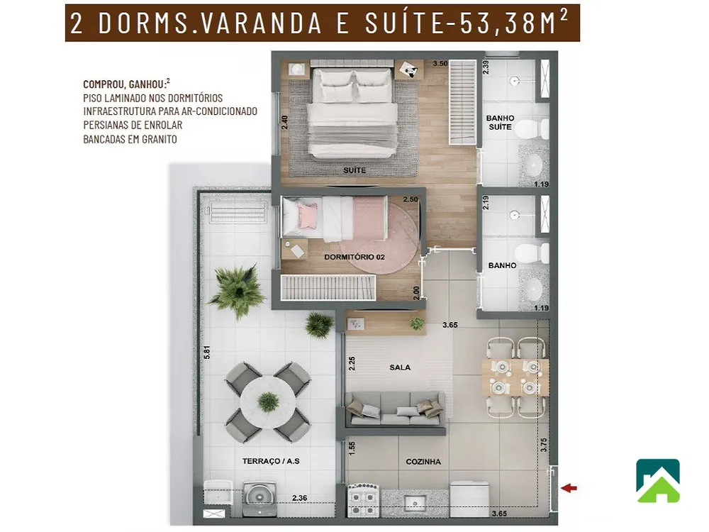 Apartamento, 2 quartos, 53 m² - Foto 4
