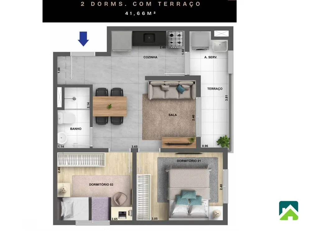 Apartamento, 2 quartos, 42 m² - Foto 8