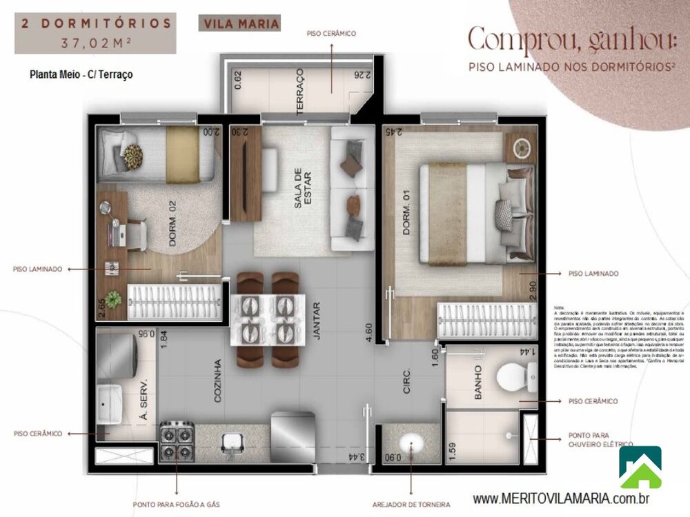 Apartamento, 2 quartos, 48 m² - Foto 3