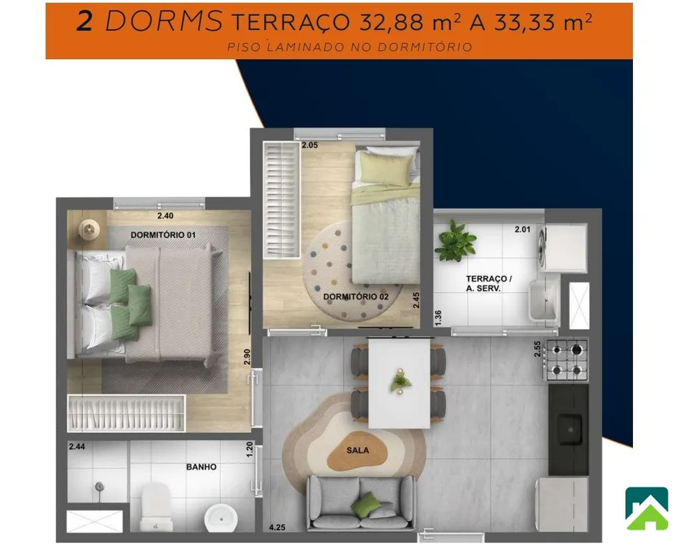 Apartamento, 2 quartos, 33 m² - Foto 2