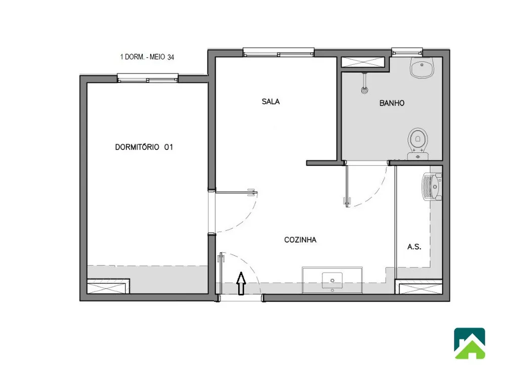 Apartamento à venda com 1 quarto, 34m² - Foto 6