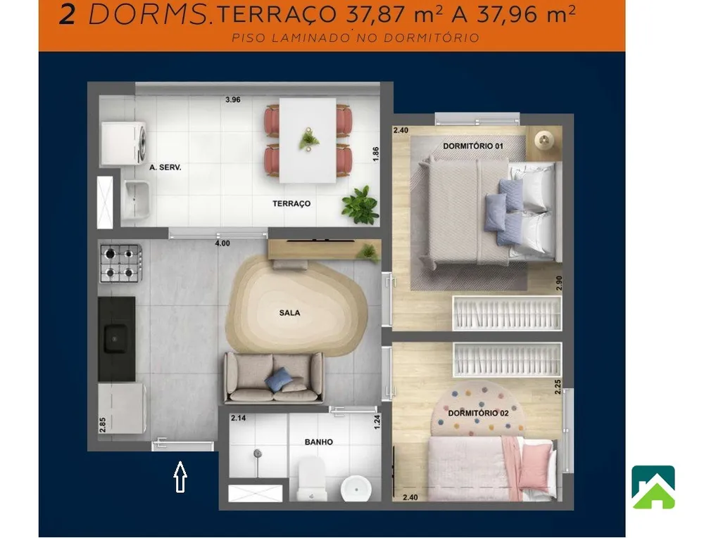 Apartamento, 2 quartos, 38 m² - Foto 4