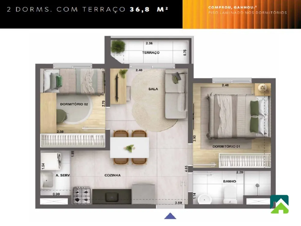 Apartamento, 2 quartos, 42 m² - Foto 6