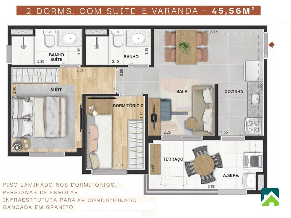 Apartamento, 2 quartos, 45 m² - Foto 4