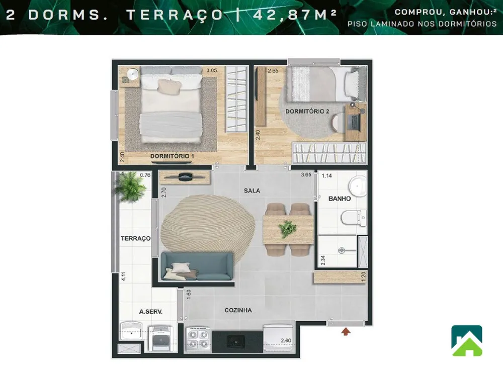 Apartamento, 2 quartos, 41 m² - Foto 3