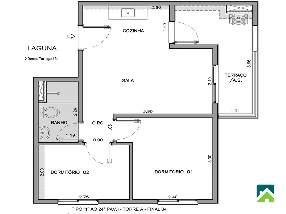 Apartamento, 2 quartos, 42 m² - Foto 3