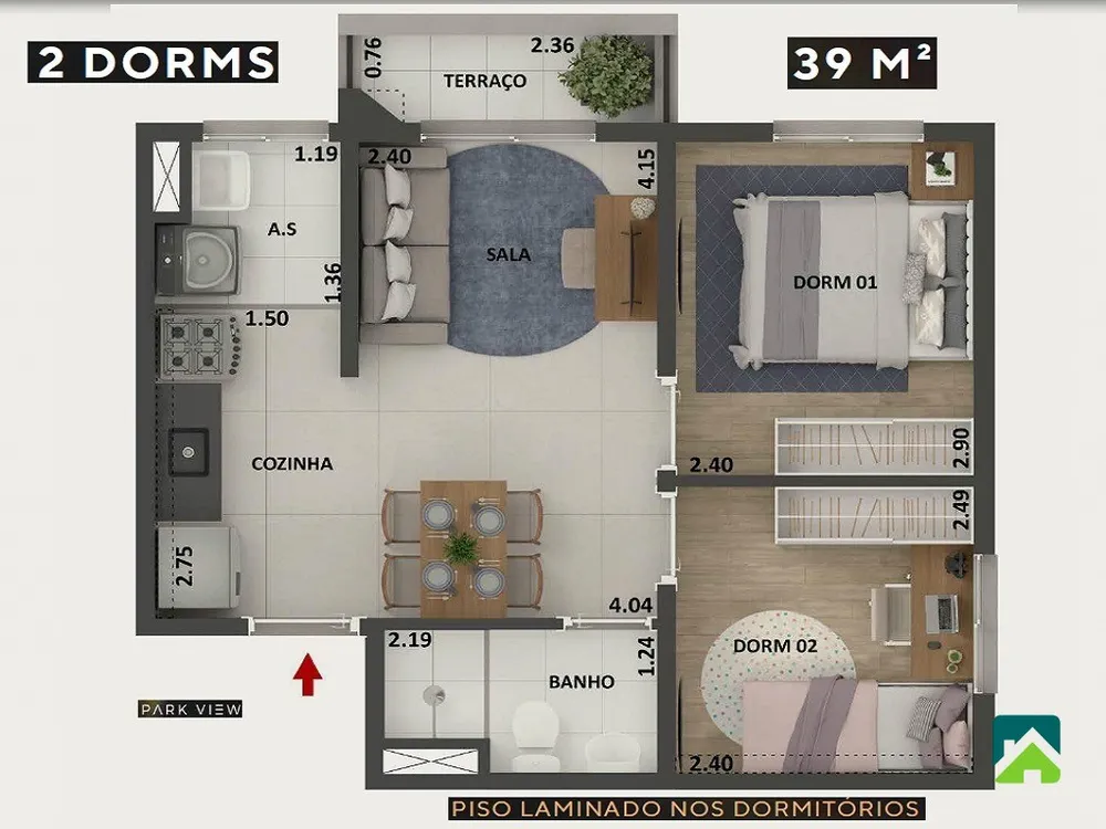 Apartamento, 2 quartos, 39 m² - Foto 4