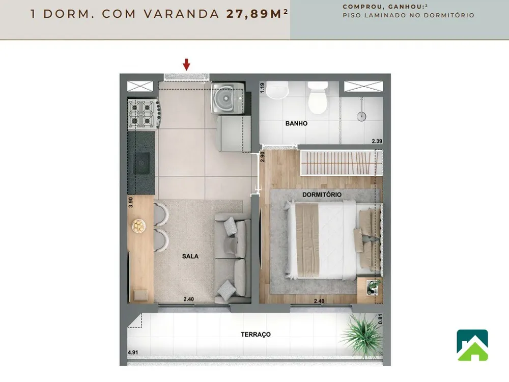 Apartamento, 2 quartos, 42 m² - Foto 9