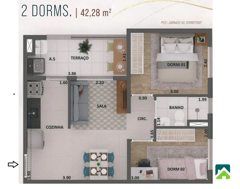 Apartamento, 2 quartos, 42 m² - Foto 6