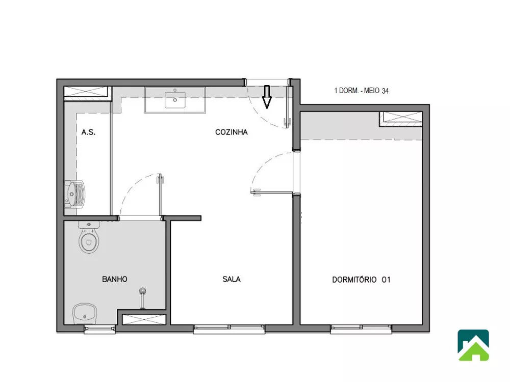 Apartamento à venda com 1 quarto, 34m² - Foto 6