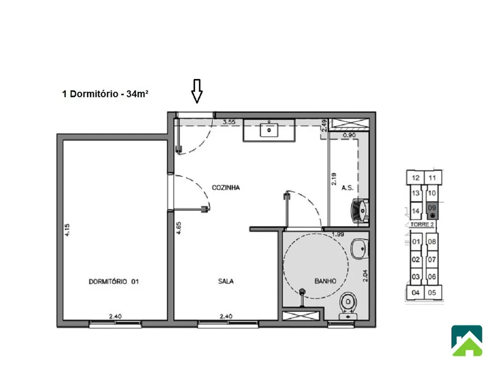 Apartamento à venda com 1 quarto, 34m² - Foto 5