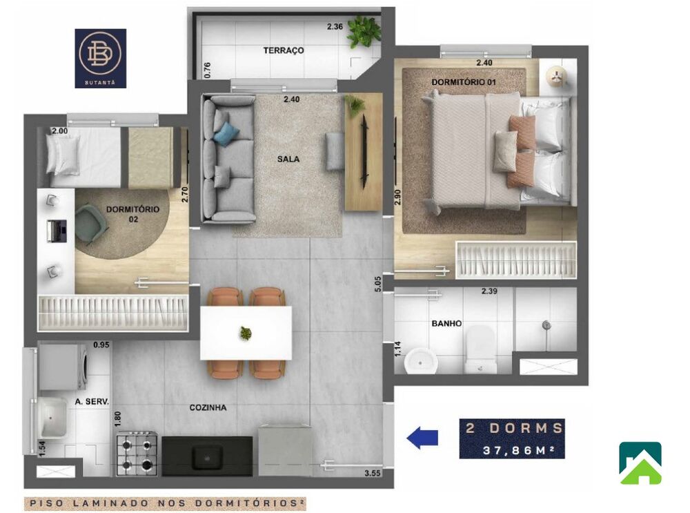 Apartamento, 2 quartos, 38 m² - Foto 8