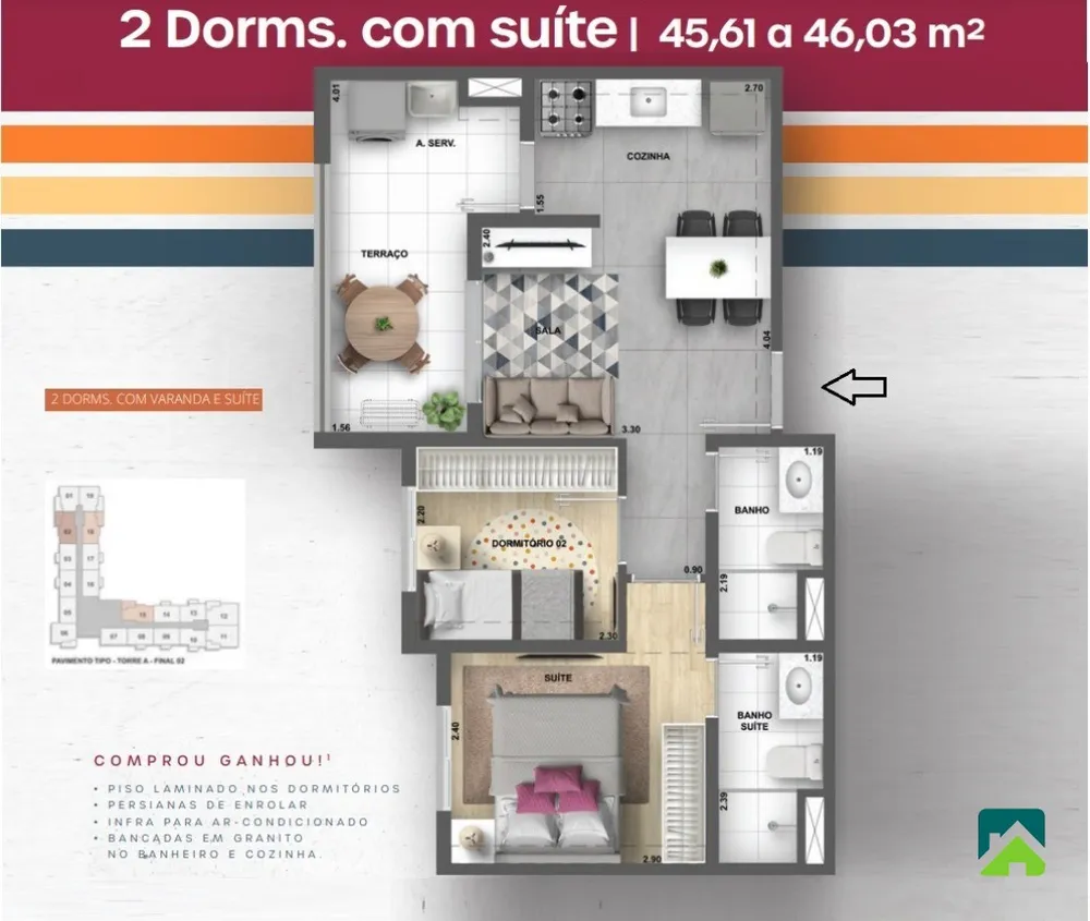 Apartamento, 2 quartos, 45 m² - Foto 5