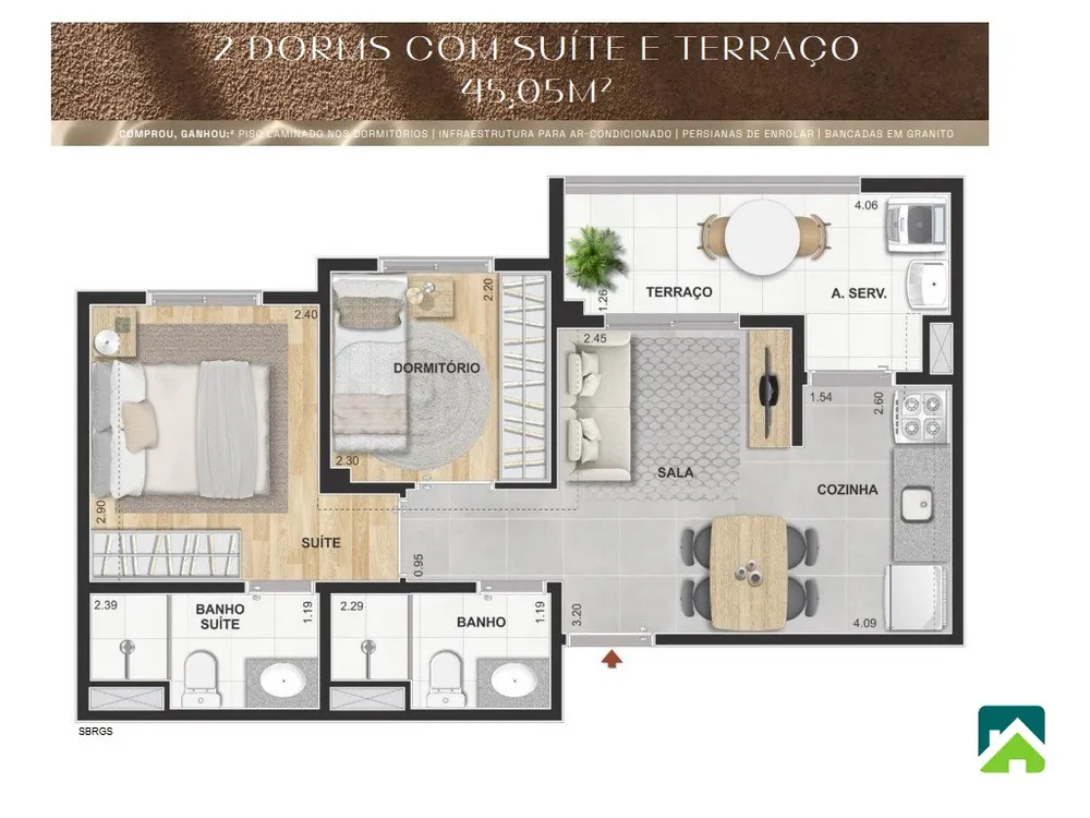 Apartamento, 2 quartos, 46 m² - Foto 9