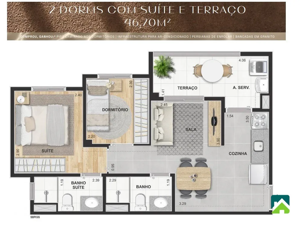 Apartamento, 2 quartos, 46 m² - Foto 8