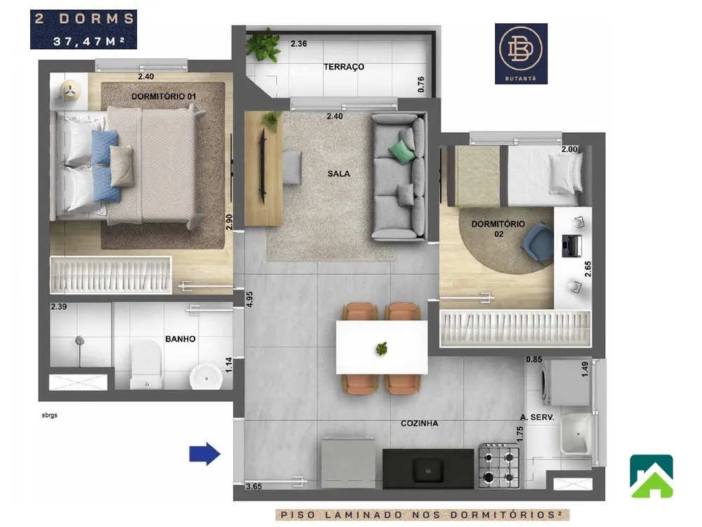 Apartamento, 2 quartos, 34 m² - Foto 6