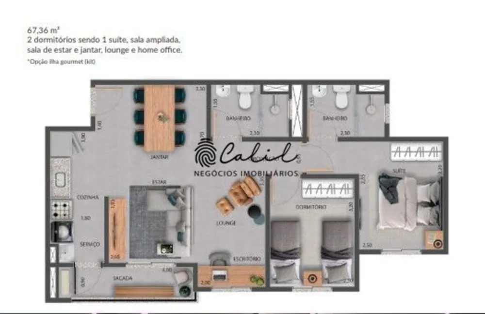 Apartamento, 2 quartos, 67 m² - Foto 2