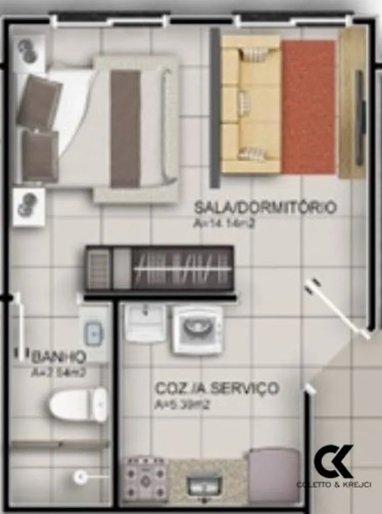 Apartamento, 26 m² - Foto 2