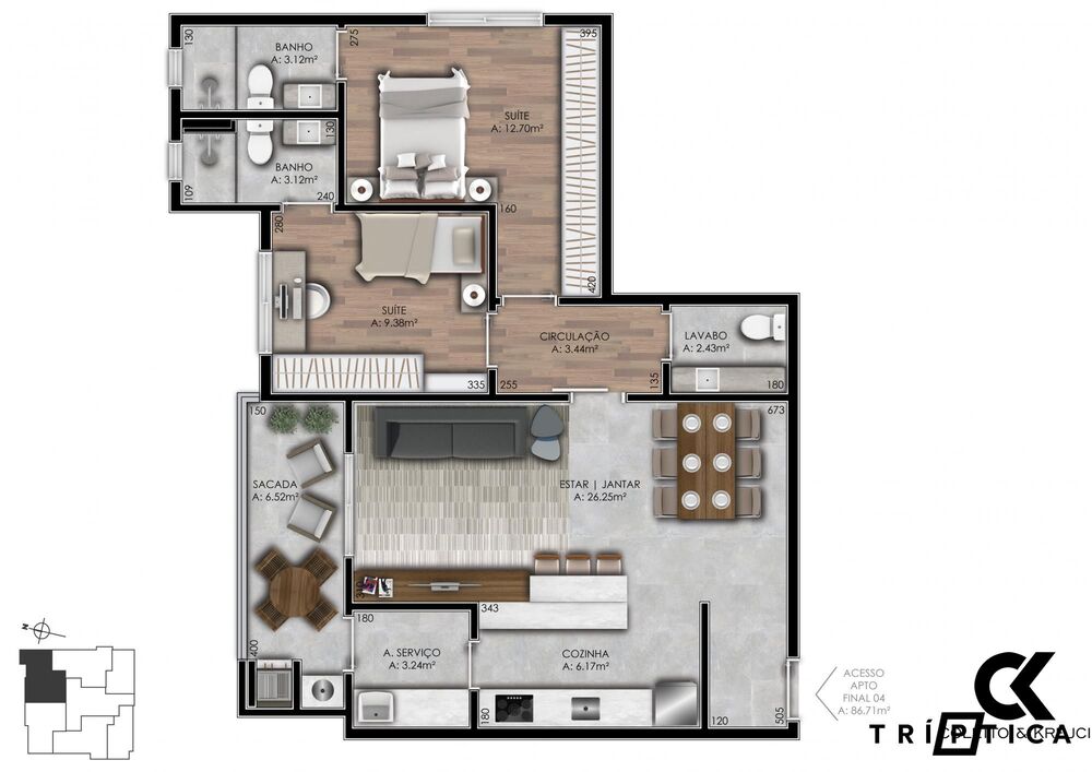 Apartamento, 2 quartos, 86 m² - Foto 1
