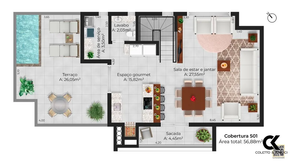 Cobertura, 3 quartos, 136 m² - Foto 13