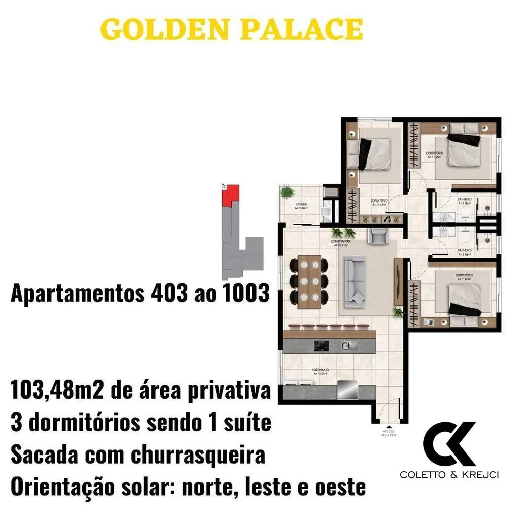 Apartamento, 3 quartos, 103 m² - Foto 2