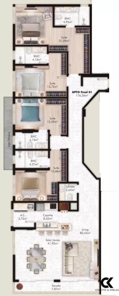 Apartamento à venda com 4 quartos, 176m² - Foto 23