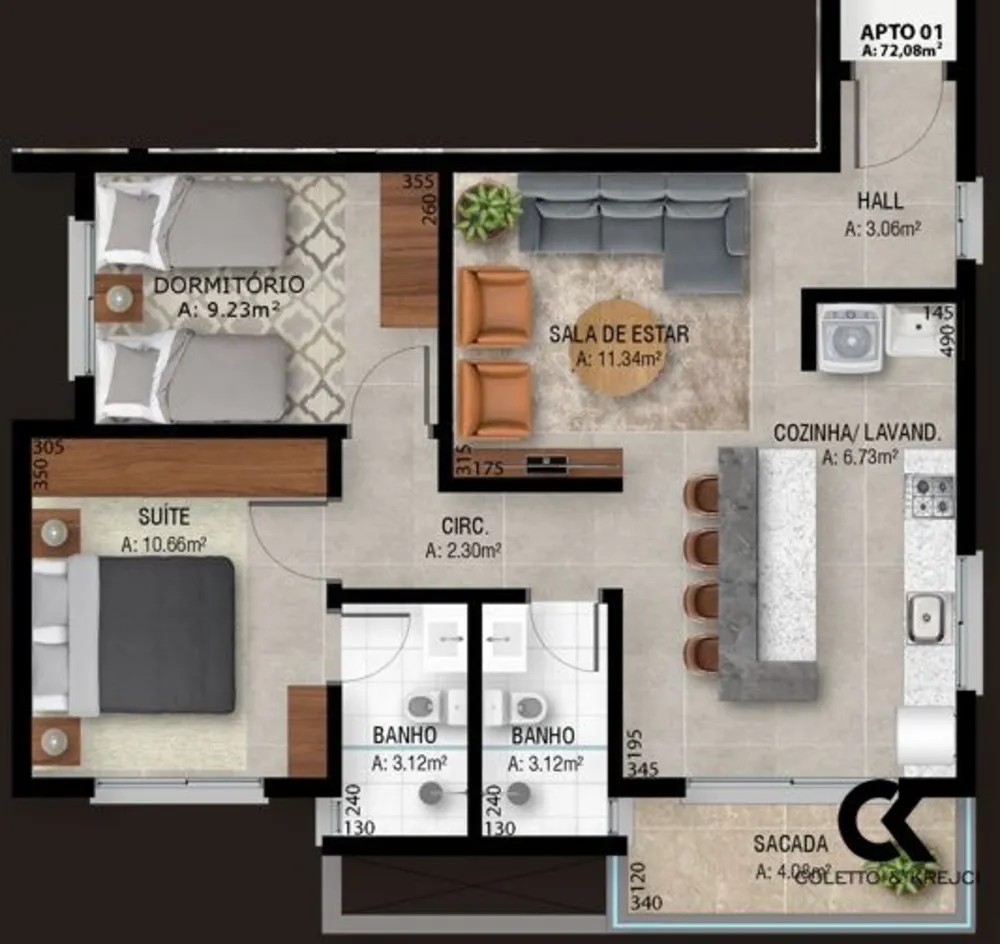 Apartamento, 2 quartos, 72 m² - Foto 3