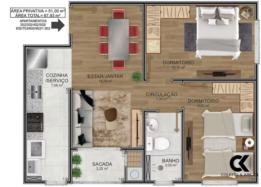 Apartamento, 2 quartos, 67 m² - Foto 1
