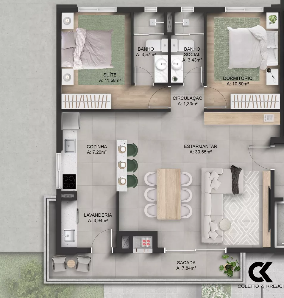 Apartamento, 2 quartos, 93 m² - Foto 2
