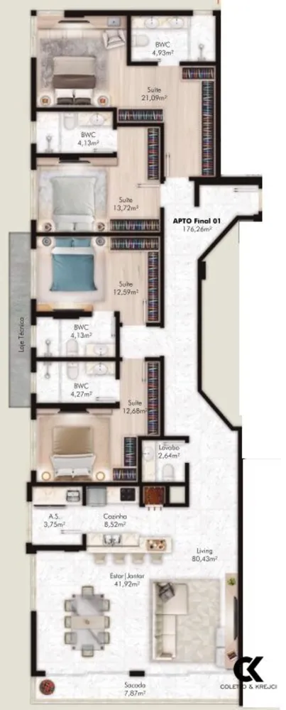 Apartamento, 4 quartos, 176 m² - Foto 1