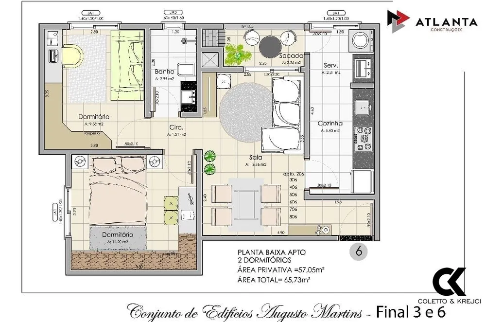 Apartamento, 2 quartos, 57 m² - Foto 2