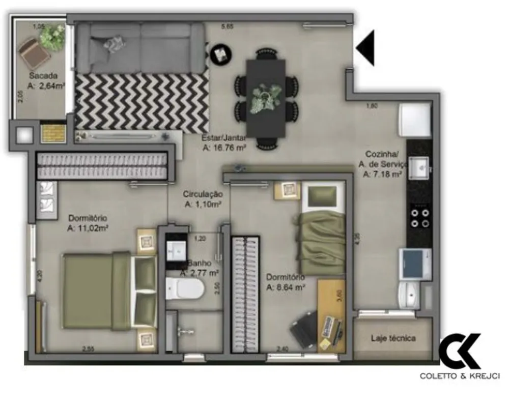 Apartamento, 2 quartos, 62 m² - Foto 2