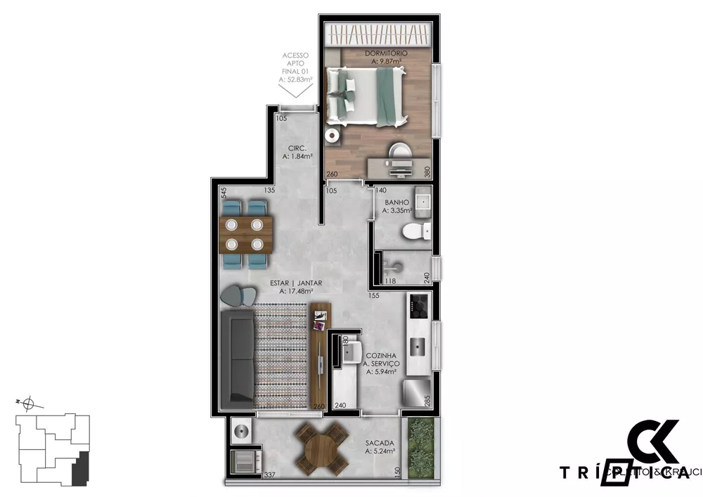 Apartamento, 1 quarto, 52 m² - Foto 8