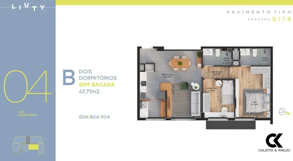 Apartamento, 2 quartos, 67 m² - Foto 3