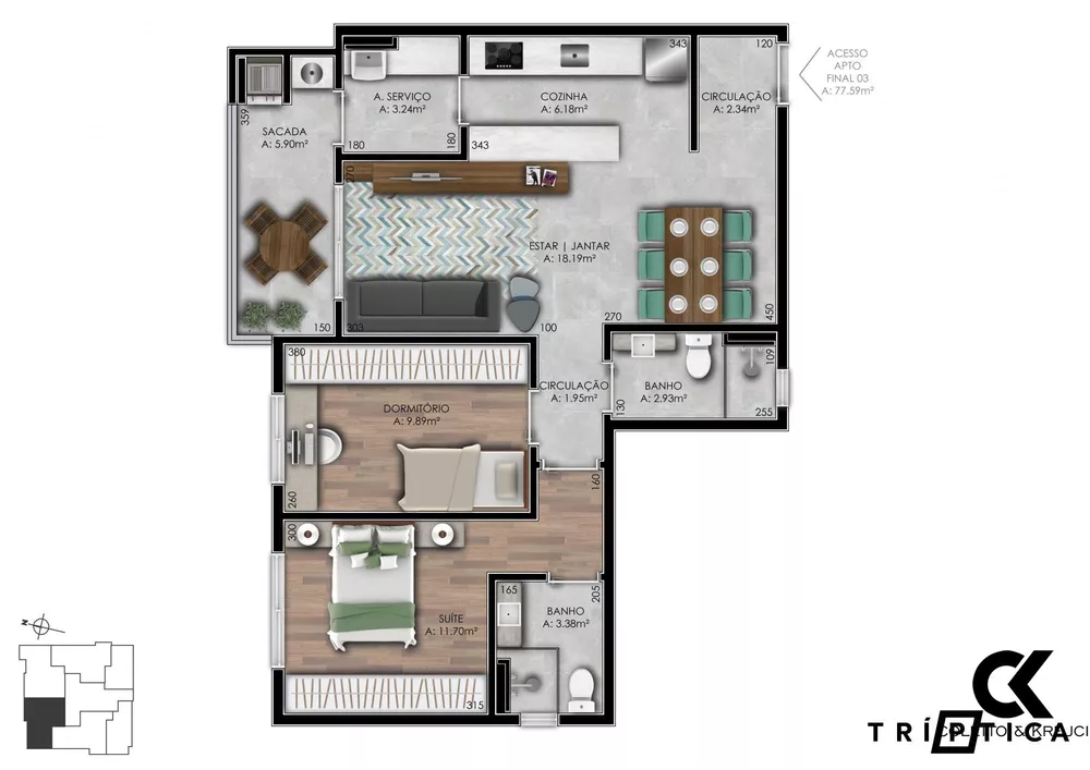 Apartamento, 2 quartos, 77 m² - Foto 8