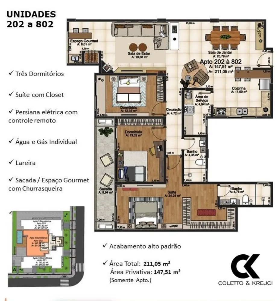 Apartamento, 3 quartos, 147 m² - Foto 3