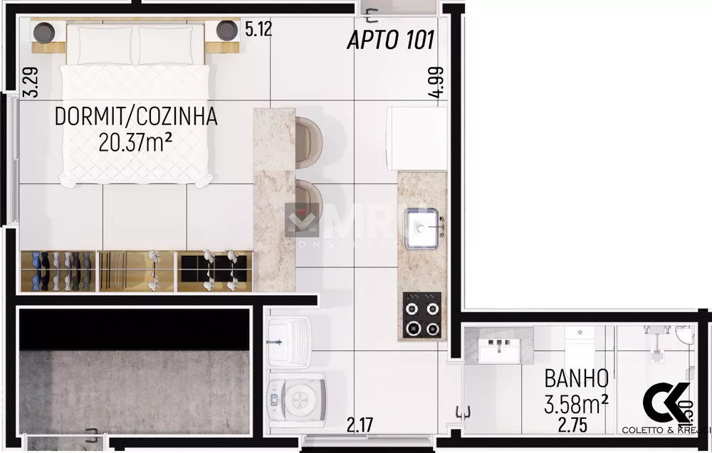 Apartamento à venda com 1 quarto, 29m² - Foto 1