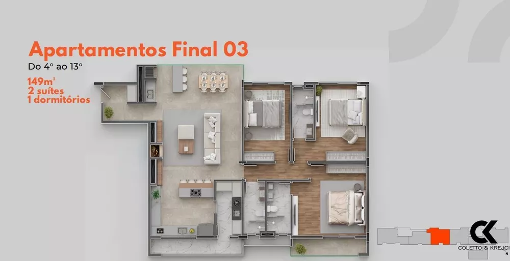 Apartamento à venda com 3 quartos, 149m² - Foto 4